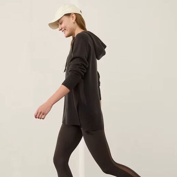 NWT ATHLETA Alpine Hoodie Sweater Cashmere Wool Black Women’s Size Medium HOL24 - Picture 13 of 13
